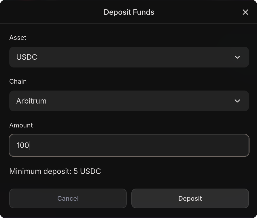 Deposit modal